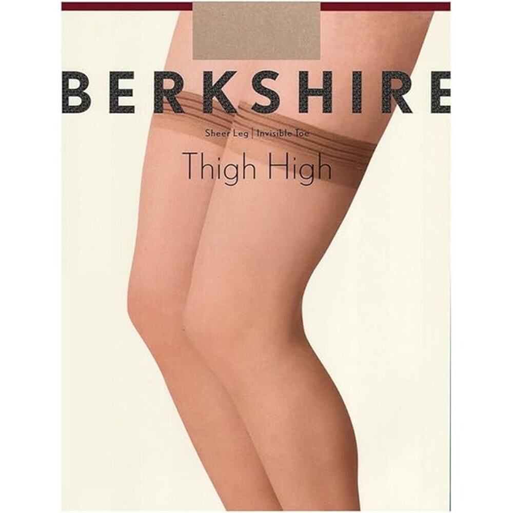 New Berkshire Womens Size A-B Nude All Day Sheer Thigh High Invisible Toe Socks